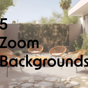 Zoom Background, Zoom Office Background, Zoom Background Home Office, Zoom Backgrounds, Mid-century Modern Zoom Backgrounds, set of 5