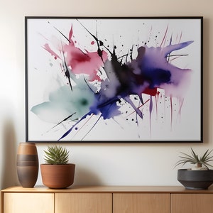 Coole Farben Abstraktes Aquarell Digitaldruck, Geometrische abstrakte Kunst, herunterladbares Aquarell Kunstdruck, Minimalistisches Aquarell