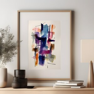 Coole Farben Abstraktes Aquarell Digitaldruck, Geometrische abstrakte Kunst, herunterladbares Aquarell Kunstdruck, Minimalistisches Aquarell