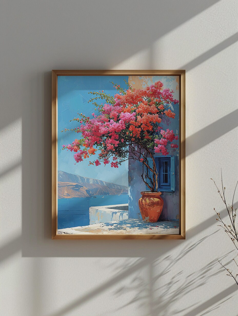 Pink Bougainvillea Floral Printable Wall Art, Mediterranean Flower ...