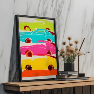 Impressão de arte moderna em serigrafia retrô minimalista colorida, arte moderna minimalista para download
