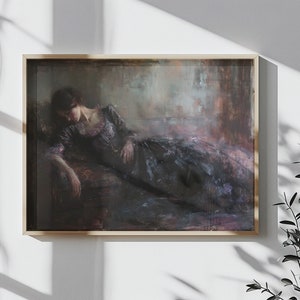 Dunkle viktorianische Szene einer Frau, europäischer druckbarer Download, Vintage Winter-Druck, dunkles stimmungsvolles Porträt, dunkles antikes weibliches Porträt