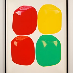 Impressão de arte moderna em serigrafia de doces minimalista colorida, arte moderna minimalista para download
