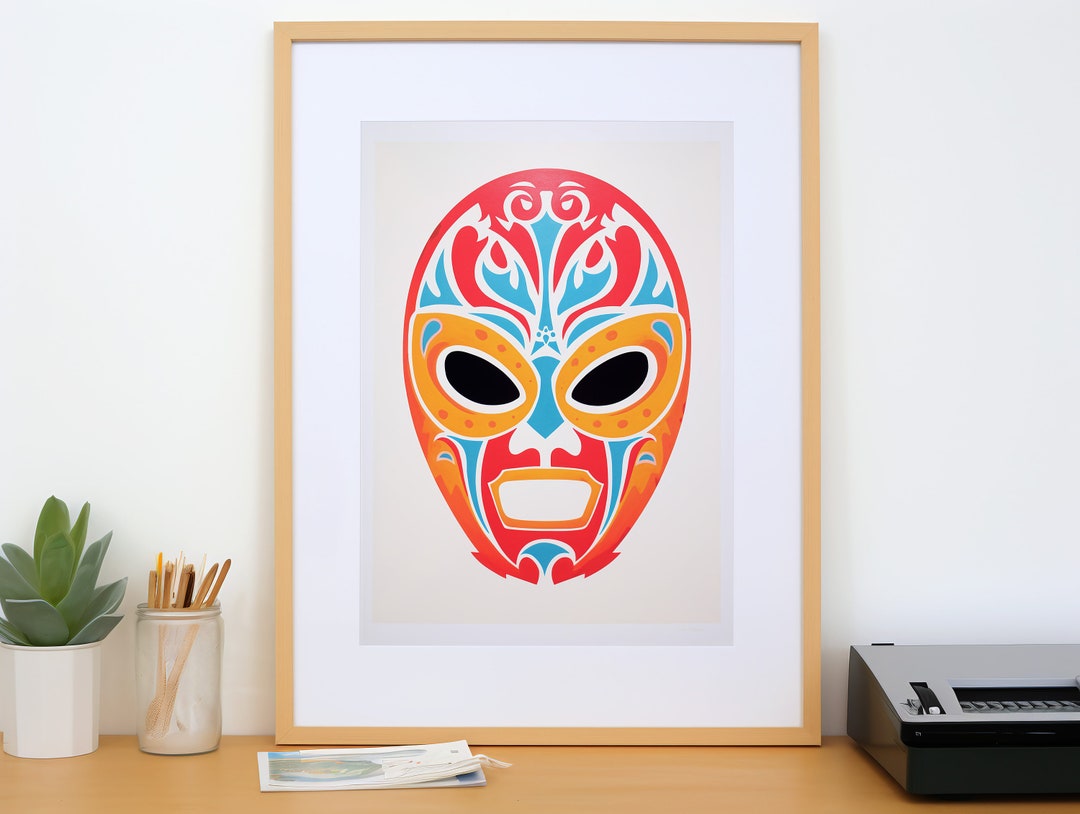 Lucha Libre Mask Poster, Wrestling Art, Lucha Libre Digital Download