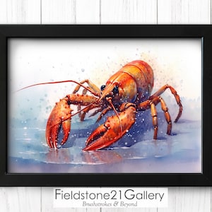 Lobster Watercolor: Ocean Life, Marine Life, Lobster Art, Sea Life, Beach House Art, Coastal Art, Florida Art, Lobsters