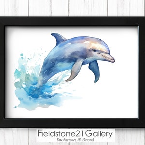Dolphin Jump; Dolphins, Watercolor Dolphins, Dolphin Art, Beach Art, Beach House Art, Dolphin Pods, Coastal Art, Florida Art, Marine Life