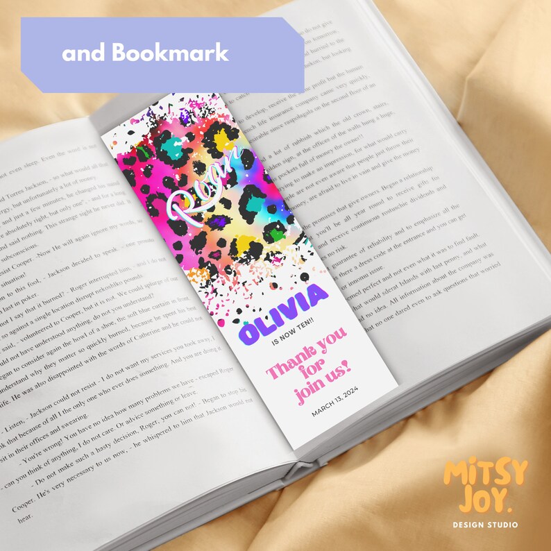 Editable Birthday Thank You Card Bookmark Template Leopard Print Thank ...