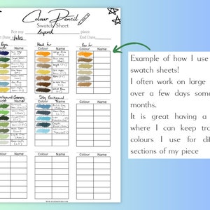 Colour Pencil Swatch Sheet Color Swatch Chart Colour Swatch Template Colour Pencil Swatches Colour Pencil Tools image 2