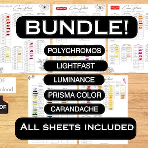 Bundle Colour Pencil Swatch Sheets Popular Colour Pencil Brands Prisma Colour Carandache Luminance Polychromos Derwent Lightfast Swatches