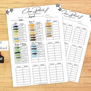 Colour Pencil Swatch Sheet Color Swatch Chart Colour Swatch Template Colour Pencil Swatches Colour Pencil Tools image 1