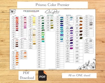 Prisma Color Premier Colour Pencil 150 Swatch Single Sheet Color Swatch Chart Swatch Template Colour Pencil Swatches Colour Pencil Tools