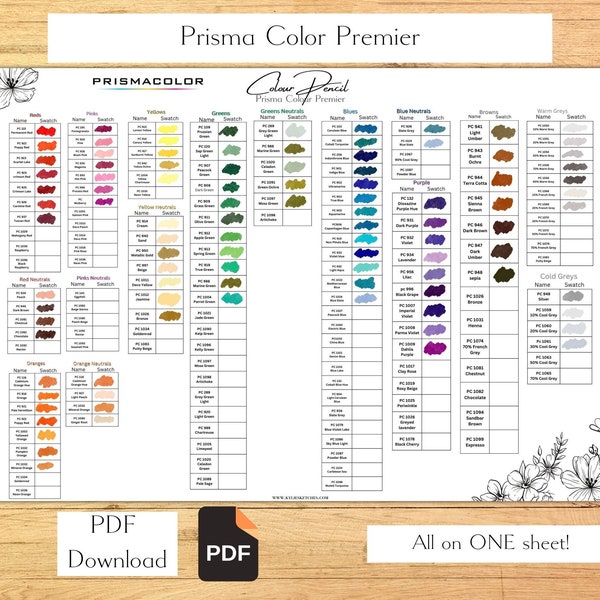 Prisma Color Premier Farbstift 150 Swatch Einzelblatt Farbmustertabelle Mustervorlage Farbstiftmuster Farbstiftwerkzeuge