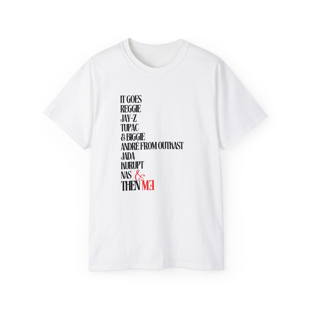 List of the Ten Greatest Rappers T-shirt Black Letters Red Accent Light ...