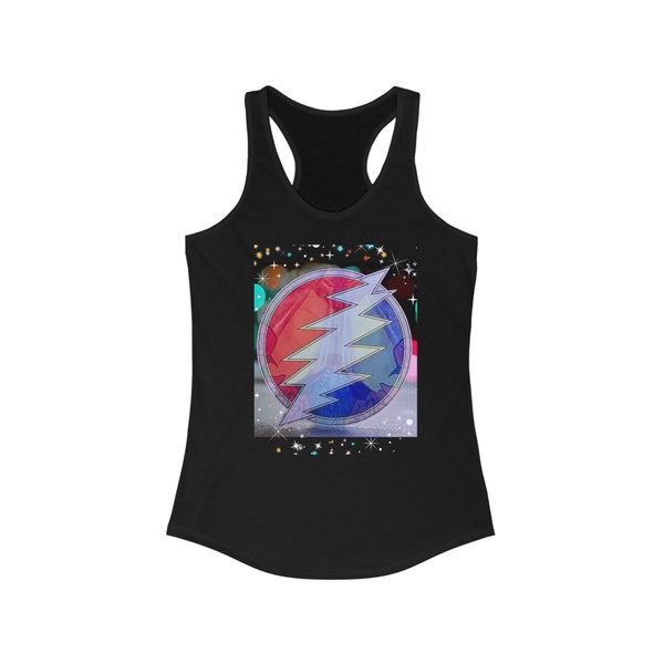 Grateful Dead Design Printed on a Women's Ideal Racerback Tank