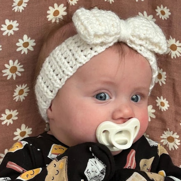 Crochet Headband PATTERN, Bow Ear Warmer, Baby, Toddler, Child Headband, Crocheted Bow Headwrap Pattern, PDF Download