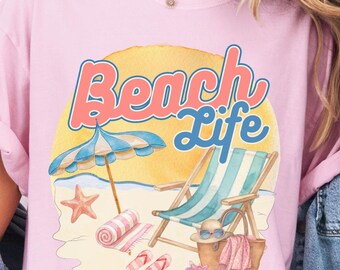 Beach Life Graphic Tee, Vintage Coastal Summer Shirt, Ocean Lover Apparel