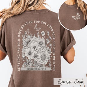 Camiseta de mujer con versículos bíblicos y colores reconfortantes: camiseta religiosa, camiseta unisex, camiseta inspiradora, ropa cristiana, diseño en la espalda, fe