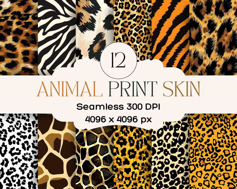 Animal Print Skin Digital Scrapbook Paper Backgrounds-seamless Pattern ...
