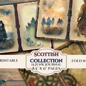 Pages de journal indésirable d'Écosse écossaise - tartan, celtique, kilt - papiers de scrapbooking numérique effet vieilli - téléchargement immédiat - 8,5 po. x 11 feuilles