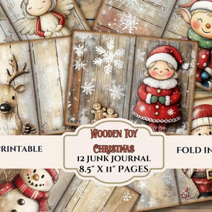 Vintage Christmas Junk Journal Set | 12 Page Layouts with Santa, Mrs. Claus, Nutcracker, Snowman| Holiday Digital Ephemera- Printable