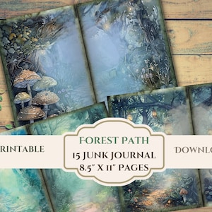 Enchanted Forest Path Junk Journal Pages - Fairytale Fantasy - Distressed Digital Scrapbook Papers-Instant Download-8,5" x 11 vellen