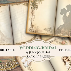 20 Victoriaanse bruidsbruiloft ongewenste dagboekpagina's - antieke noodlijdende digitale scrapbook papers-Instant Download-Wedding Planner-bruidsmeisje cadeau