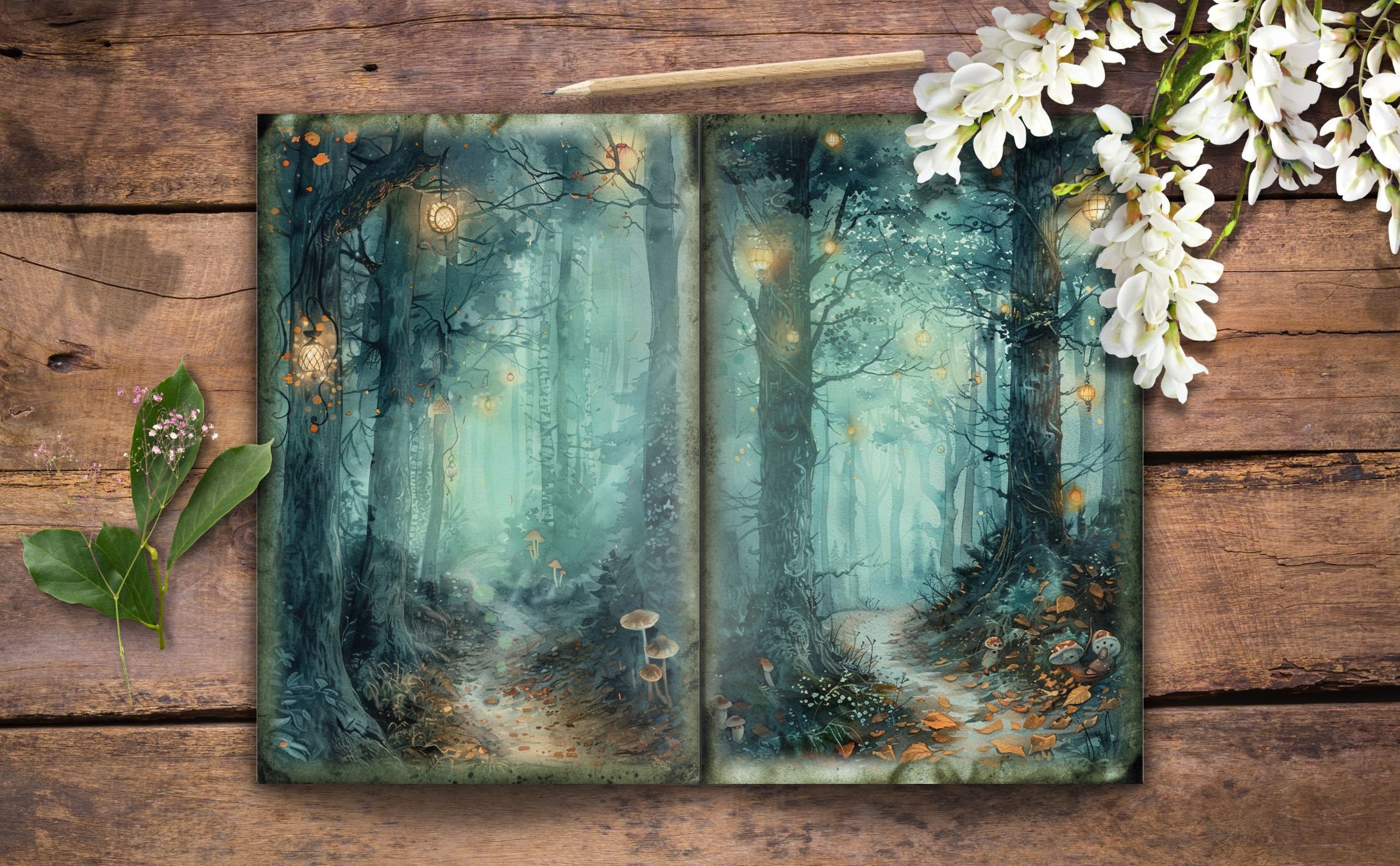 Enchanted Forest Path Junk Journal Pages- Fairytale Fantasy- Distressed ...