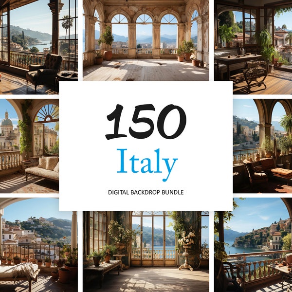 150 Italy backdrop bundle, Photoshop overlays, Photography backdrop, Digital download, Photo editing, Rome, Venetsia,  Italian Riviera