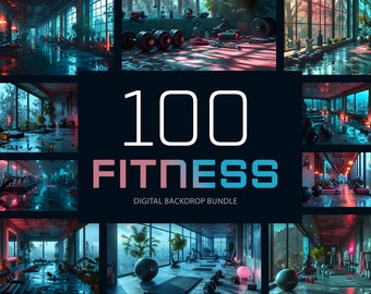 100 Fitness backdrop bundle, Photoshop overlays, Photography, Digital download, Photo editing, Gym, Health, Motivation, Start, Lifestyle