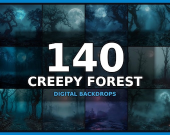 140 Creepy Forest Digital Backdrops: Dark Woods Photo Backgrounds (Instant Download)