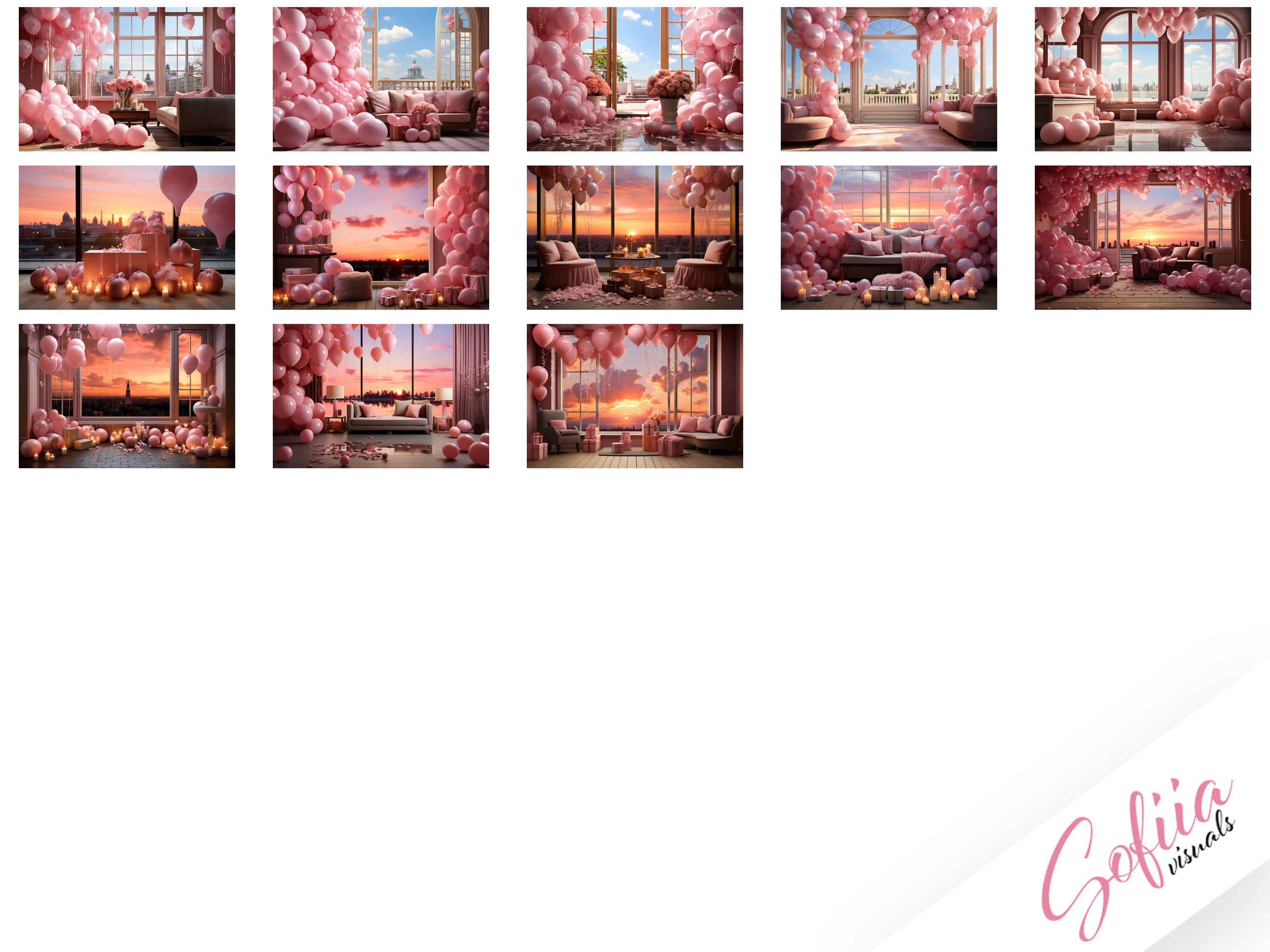100 Pink Girls Birthday Digital Backdrops: Photo Editing Overlays ...