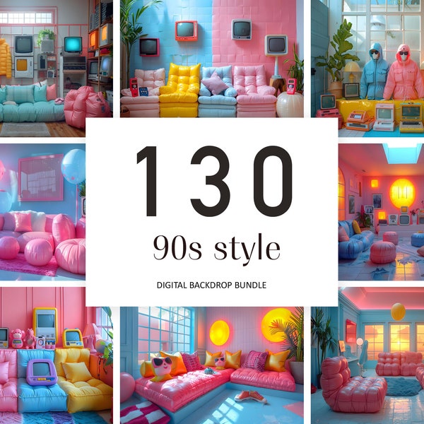 130 90s Style backdrop bundle, Photoshop overlays, Photography backdrop, Digital download, Photo editing, phone, vintage, neon, windbreakers
