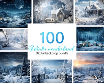 100 Winter Wonderland Photography Backdrops: Snow & Ice Overlays (Digital Download)