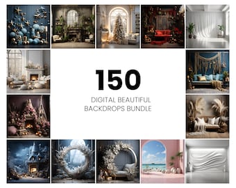 150 Photography Backdrops: Floral Photo Overlays (Digital Download)