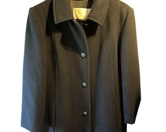 Pendleton Vintage Womens Sz 10 Virgin Wool Black Trench Coat 5 Button LS Outdoor