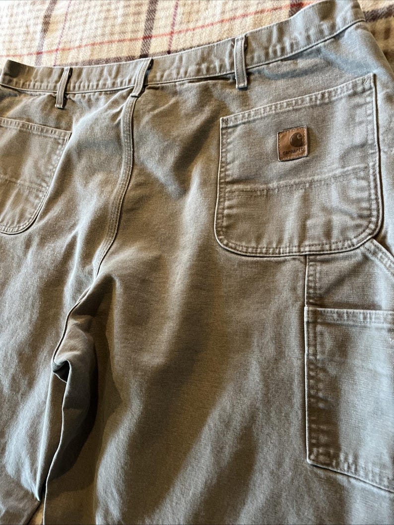 Carhartt Men’s Pants 42x32 Gray Dungaree Fit Duck Canvas Utility Work Pant image 11