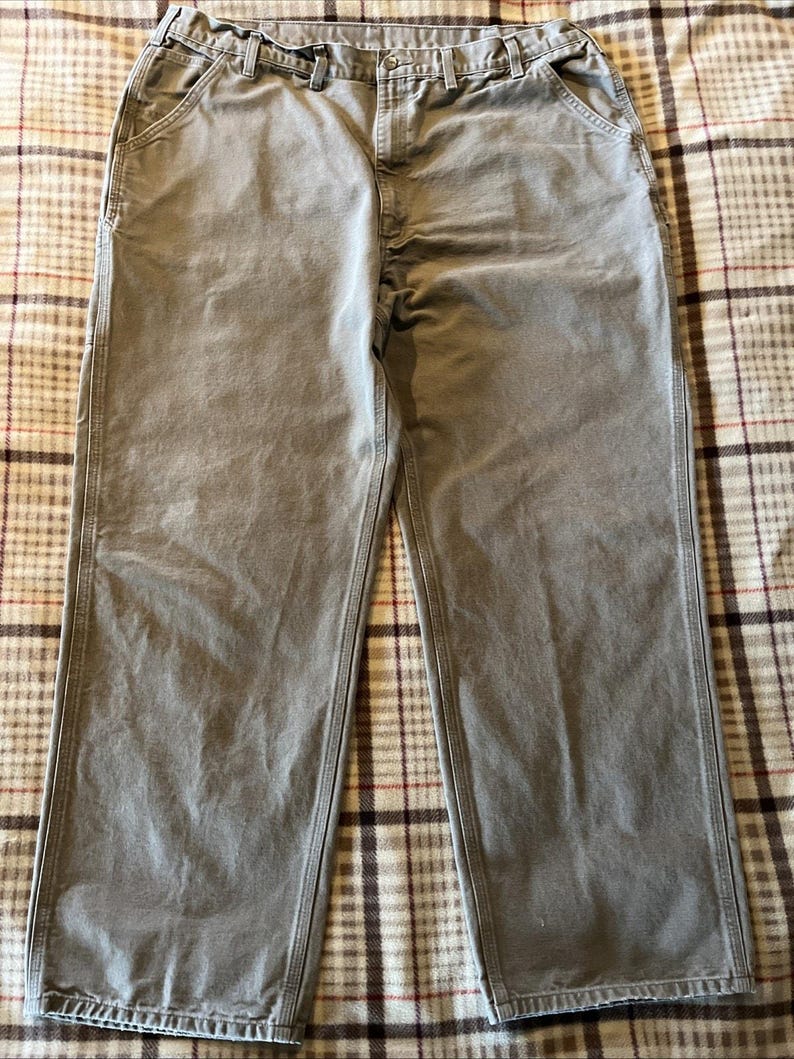 Carhartt Men’s Pants 42x32 Gray Dungaree Fit Duck Canvas Utility Work Pant image 2