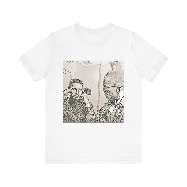 Camiseta unisex de manga corta con cuello redondo y estampado gráfico de Fidel Castro y Malcolm X