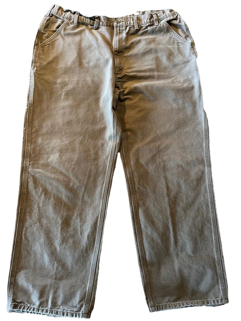 Carhartt Men’s Pants 42x32 Gray Dungaree Fit Duck Canvas Utility Work Pant image 1