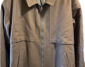 Chaqueta bomber Pendleton marrón de lana de manga larga con cremallera completa para hombre, ideal para viajes al aire libre