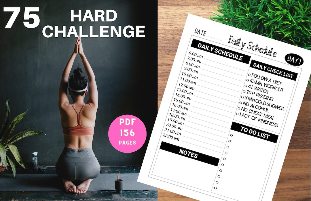 75 Hard Challenge Book Printable Pdf 157 Pages Cover Included - Etsy
