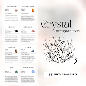 Crystals Correspondences Spirituelle Instagram Vorlagen Druckbare Karten Crystal Grimoire Bearbeitbar mit Canva
