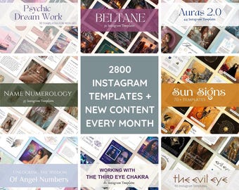 Spiritual Instagram Witchy Templates Made for Mystics - Astrology - Numerology - Manifesting _ Chakras _ Auras and More ALL ACCESS