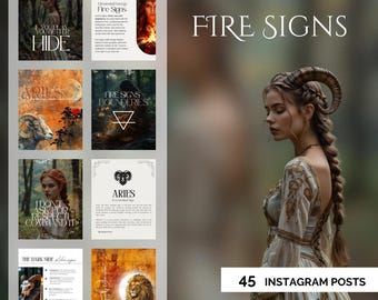 Astrology Fire Signs Instagram Spiritual Templates Aries, Leo and Sagittarius Posts Made For Mystics