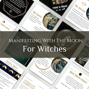 Manifesting With The Moon journal prompts spiritual instagram templates posts made for mystics and witches manifesting moon magic