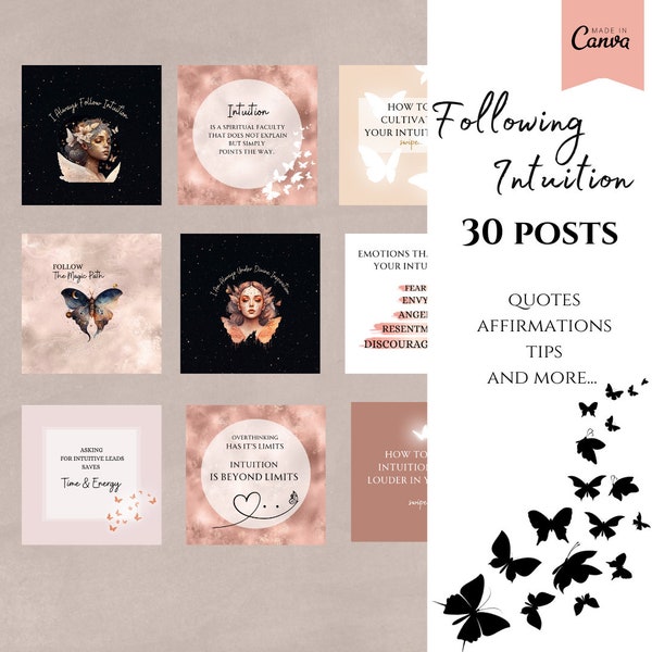 Following Intuition Spiritual Content Instagram Templates For Mystical and Magical Women