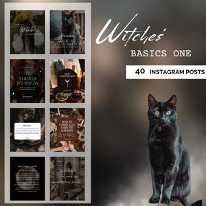 WITCHES BASICS Spiritual Instagram Templates Social Media Posts Made for Mystics and New Witches, spells, quick witch tips &  magic words