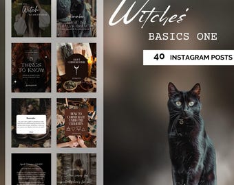 WITCHES BASICS Spiritual Instagram Templates Social Media Posts Made for Mystics and New Witches, spells, quick witch tips &  magic words