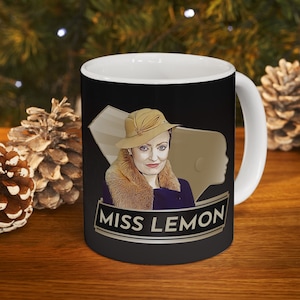 Miss Lemon Art Deco  Ceramic Mug 11oz | The Belgian detective Poirot  tea mug | Felicity Lemon Coffee Mug. Dual Sided Graphic