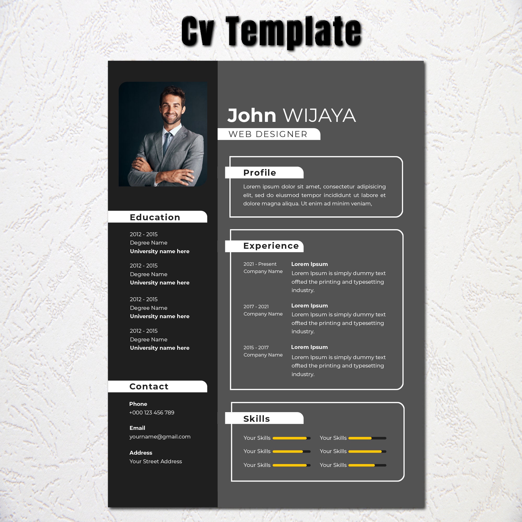 Resume Template, Modern Resume Template With Photo, Resume Template ...